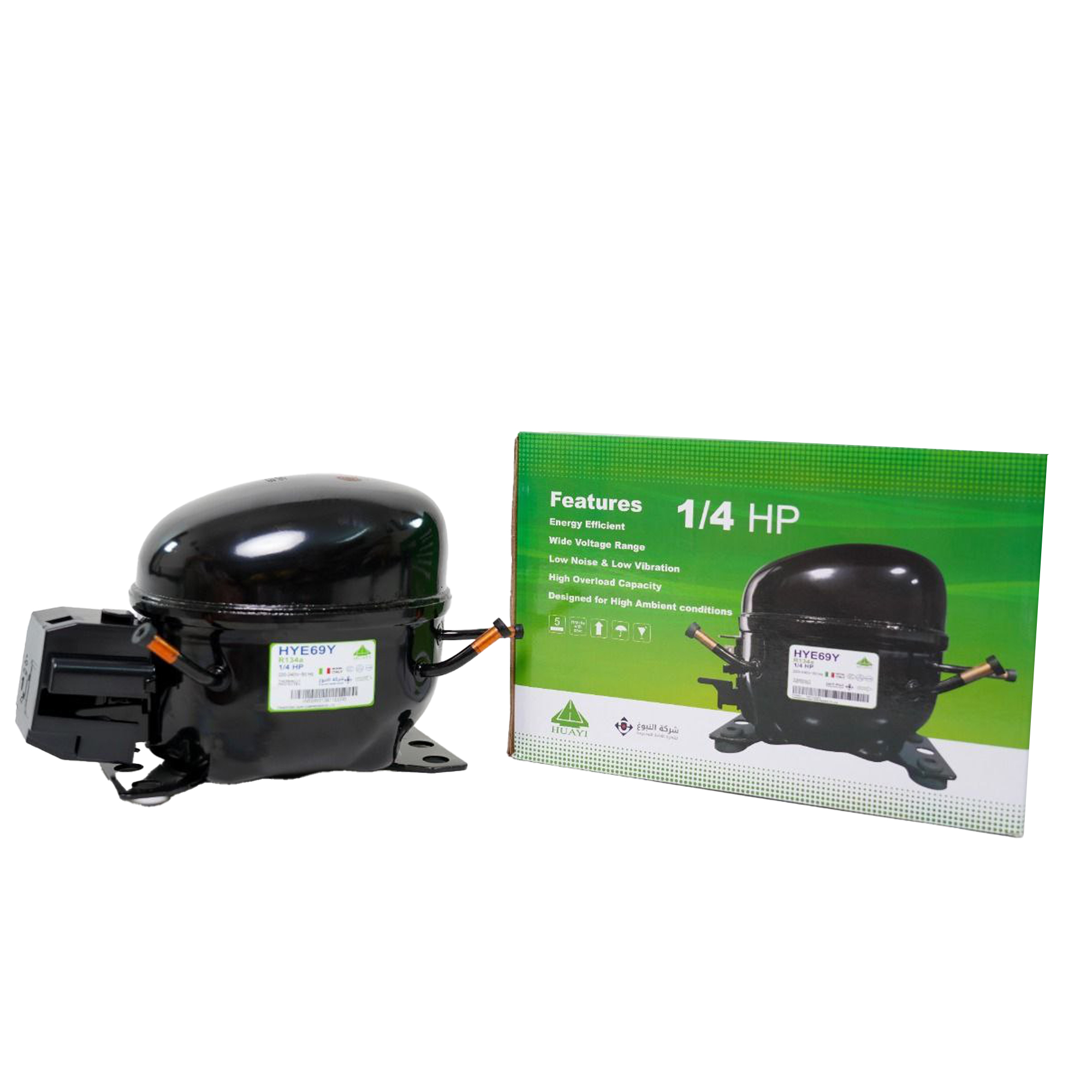 Huayi HYE69Y Hermetic Compressor — 1/4 HP (R134a)