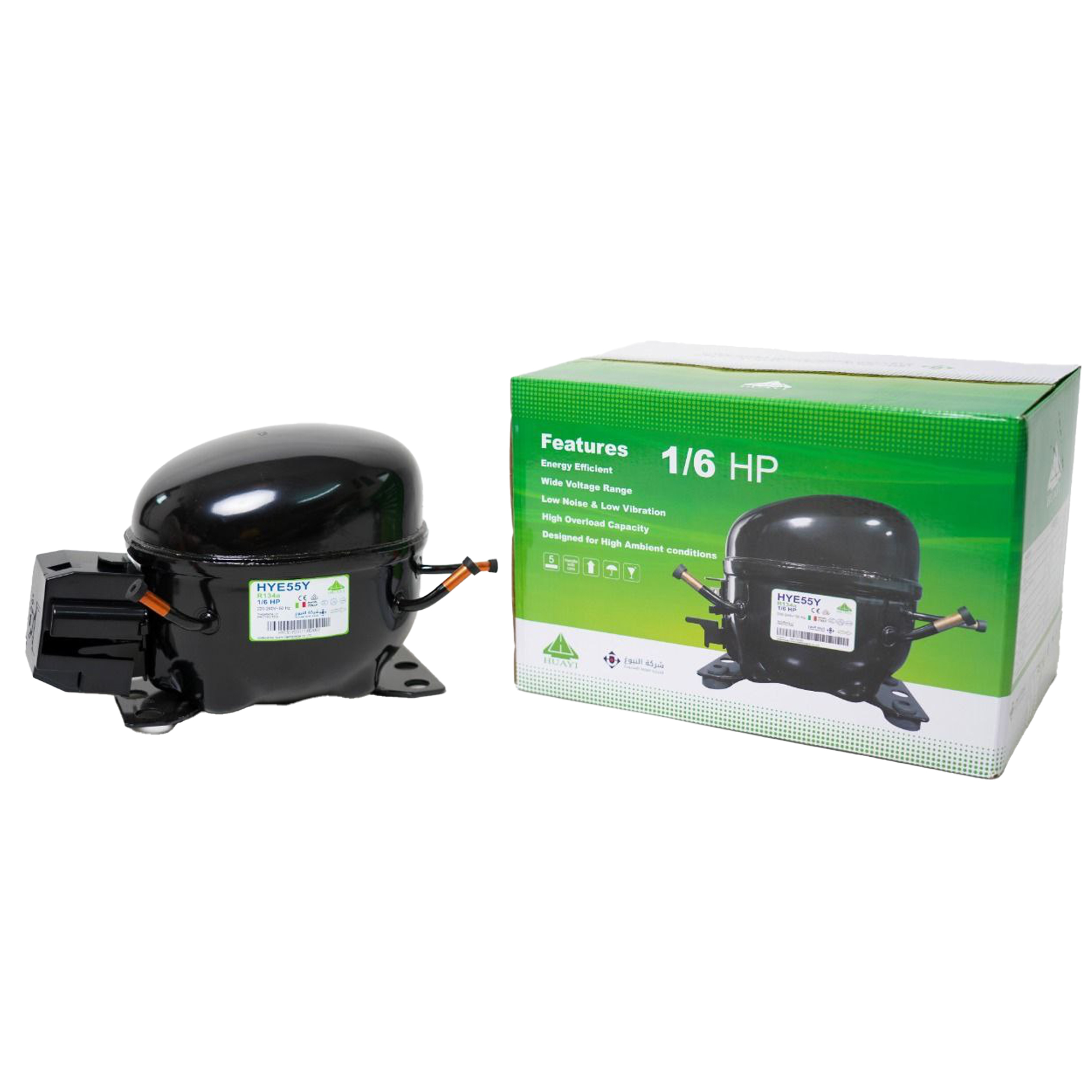 Huayi HYE55Y Hermetic Compressor — 1/6 HP (R134a)