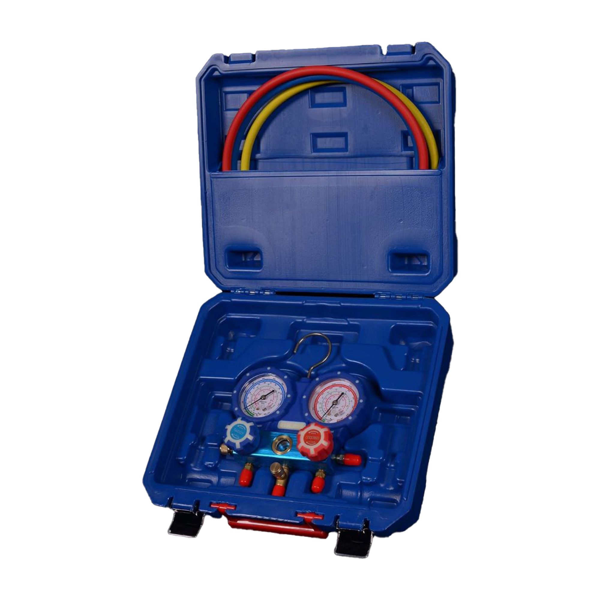 Manifold gauge set with carrying case