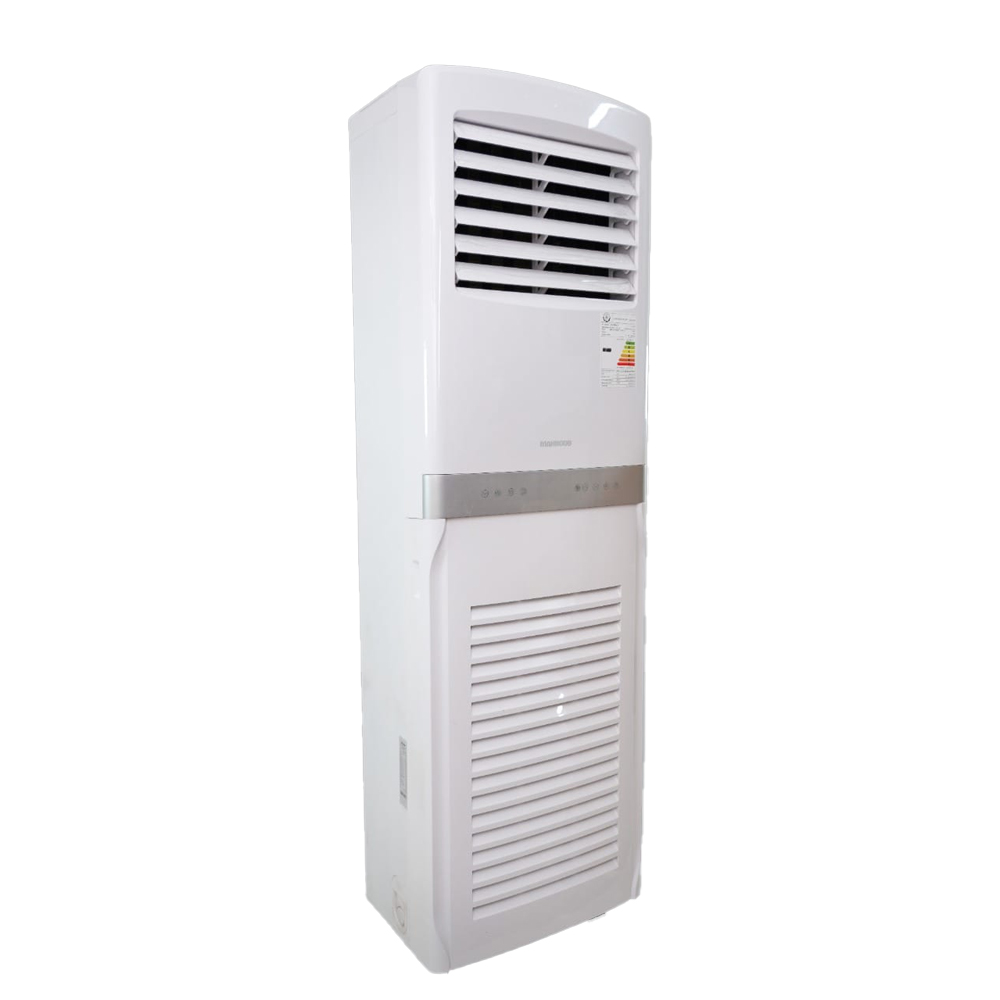 Floor-standing (tower) split air conditioner, indoor unit (silver-trim design)